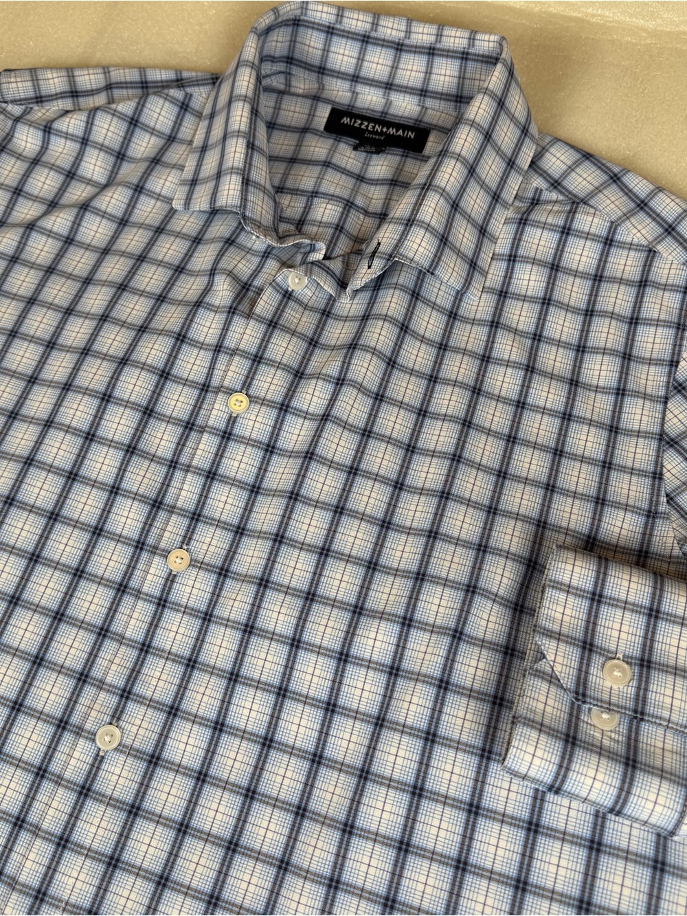 Mizzen + Main Leeward LS Shirt Men's XL Trim Fit Windowpane Performance